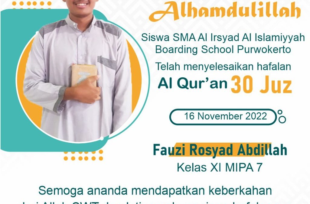 Tiga Siswa-siswi SMA AABS Purwokerto Khatam Hafalan 30 Juz Al-Qur’an