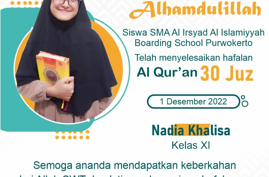 Nadia Khalisa Khatam Hafalan 30 Juz Al-Qur’an
