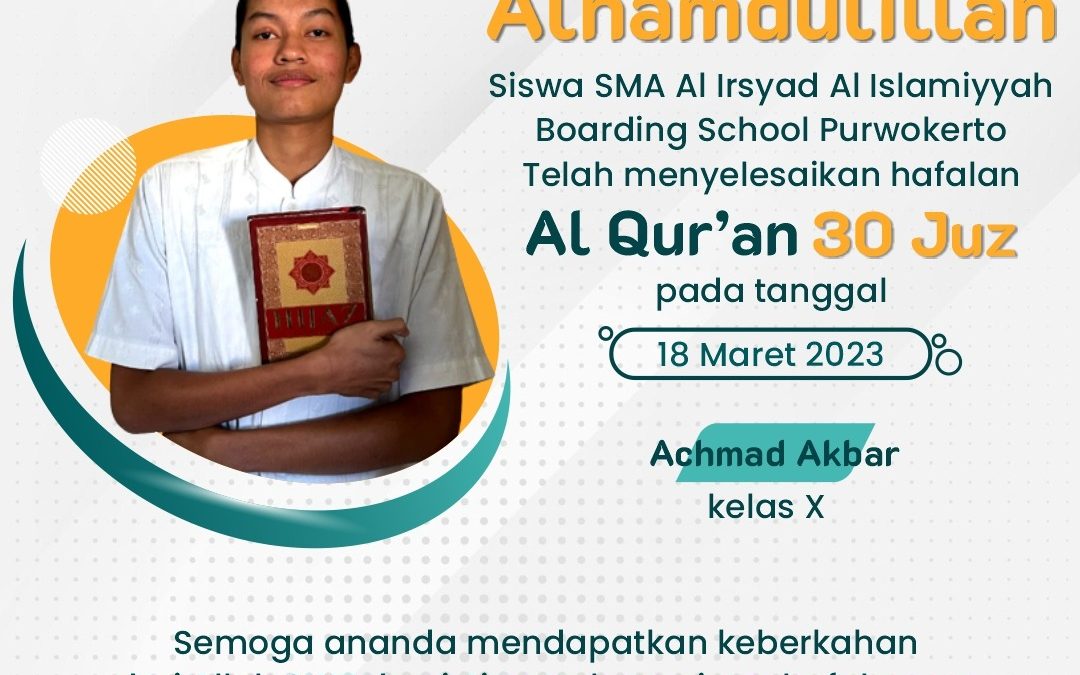 Achamd Akbar selesai hafalan 30 juz Al-Qur'an