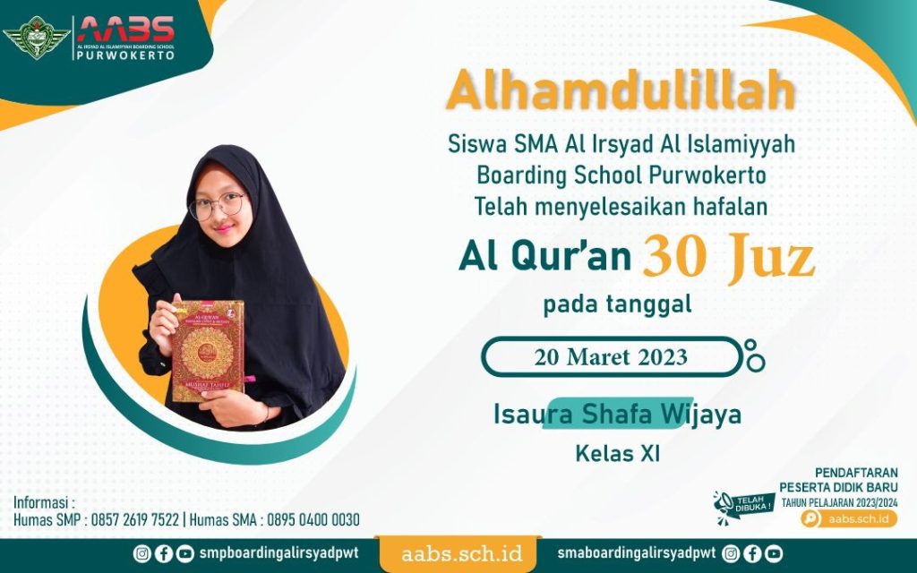 Isaura Shafa Wijaya selesai hafalan 30 juz Al-Qur'an