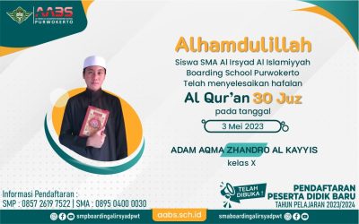 Adam Aqma, Selesai Hafalan 30 Juz Dalam Program Overseas