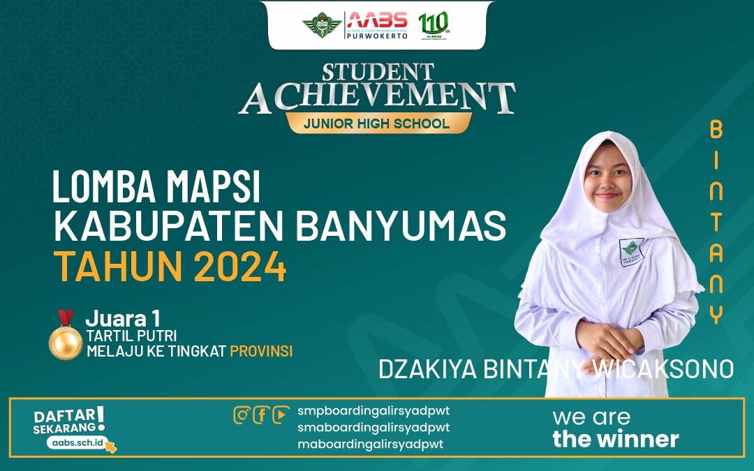 Dzakiya Bintany, siswi SMP AABS Purwokerto Juara 1 Tartil MAPSI Banyumas 2024